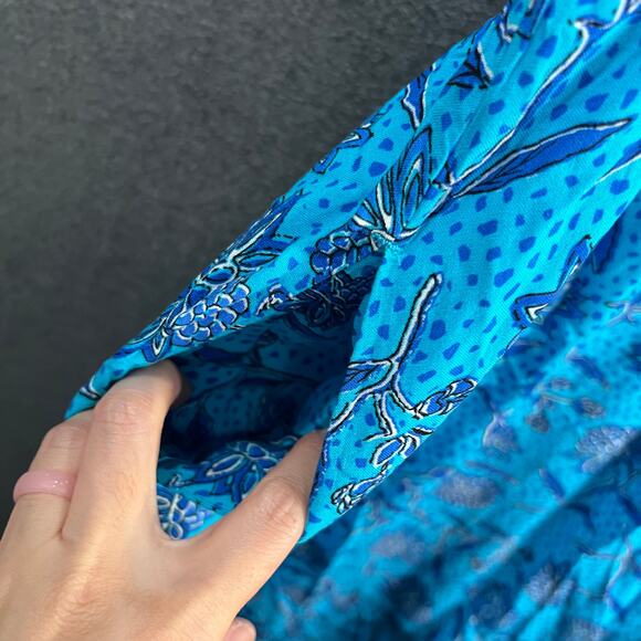 Destination 365 Short-Sleeve Midi Dress with Smo Turquoise Floral Size Small - Picture 9 of 13